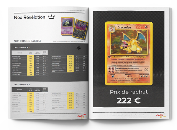 catalogue prix de rachat cartes Pokémon